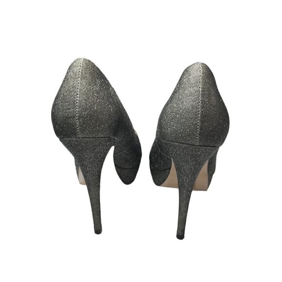 Essence Menbur Sliver Glitter Slip-On Fancy Pumps Platform Heels Size 38/7.5 - Picture 5 of 8